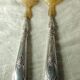 Horn salad cutlery, silver handle, late 19th century
