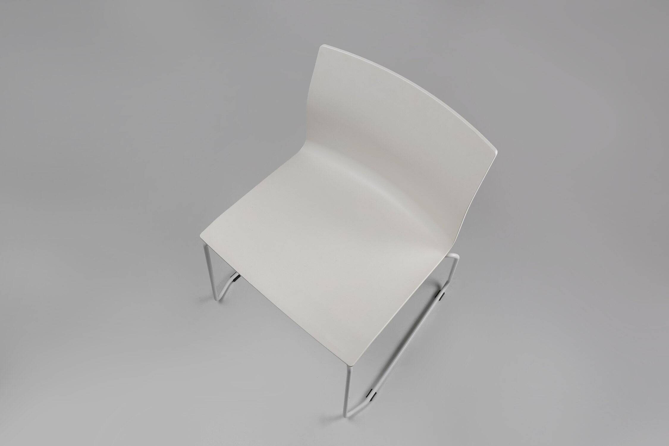 Mid-Century White Chair with Metal Frame and Plastic Seat, Belgium