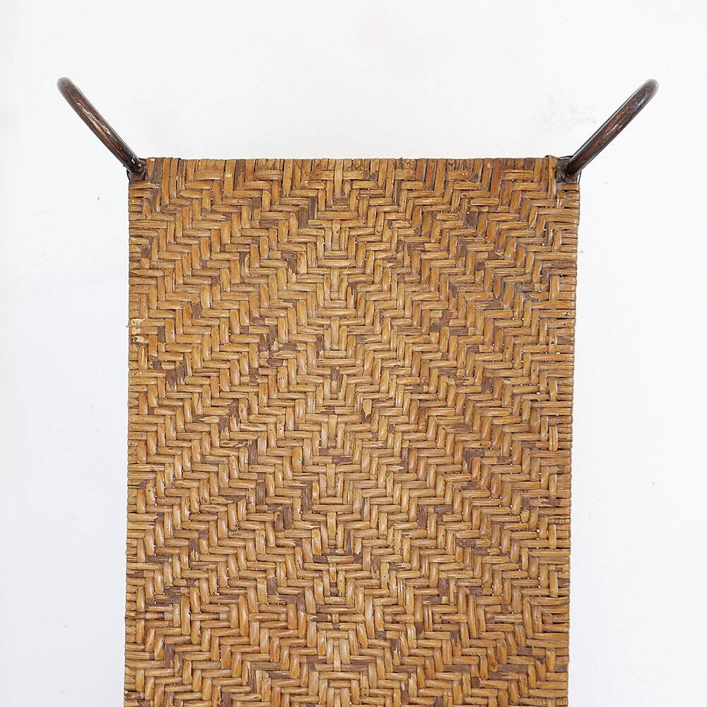 Vintage coffee table in wrought iron and woven rattan - 1970s