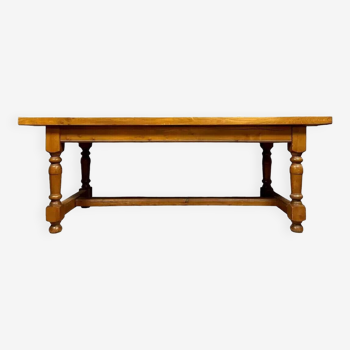 Farm or refectory table in blond oak Louis XIII style mid-20th century