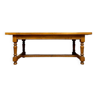 Farm or refectory table in blond oak Louis XIII style mid-20th century