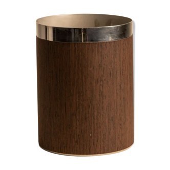 Metal pot and wood effect by Lino Sabattini 90's