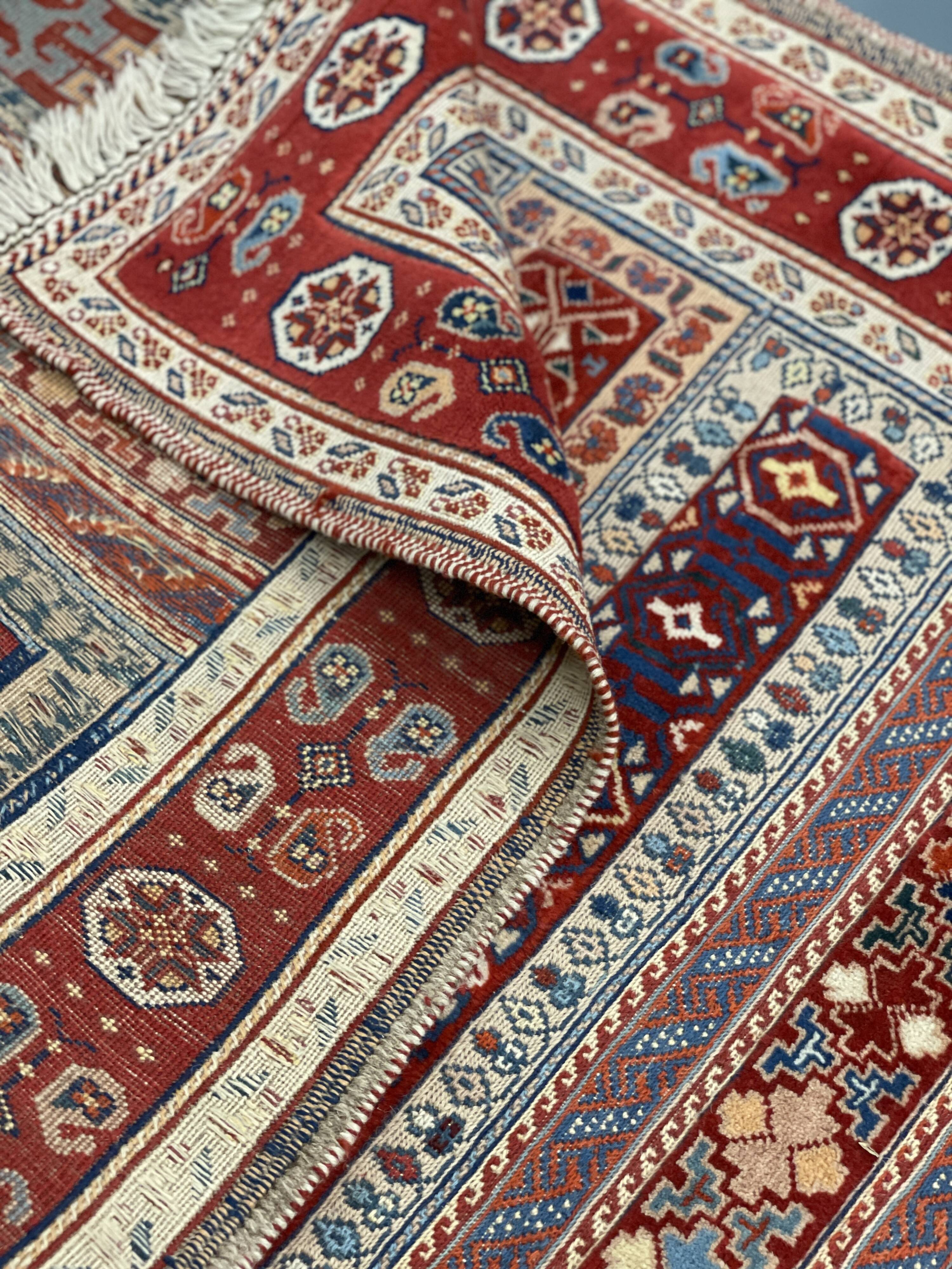 Vintage Style Red Kilim Rug Wool Handmade Tribal Flatweave 167x108cm