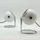 Paire de lampes globe oculaire Targetti rares en blanc et chrome, Italie, années 1970