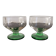 2 faceted champagne glasses with green feet, 1930s