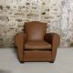 Pair of vintage club style armchairs in camel faux leather.