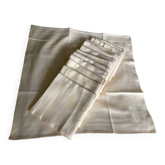 Lot de 12 serviettes de table coton damassé