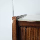 Mid-century 1960s mahogany showcase with glass top