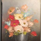 Tableau bouquet de fleurs signé Frederick