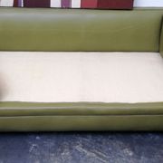 Jansen Olive green leather sofa France 1970