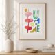 Original abstract painting – coloured organic shapes – 24 x 34 cm
