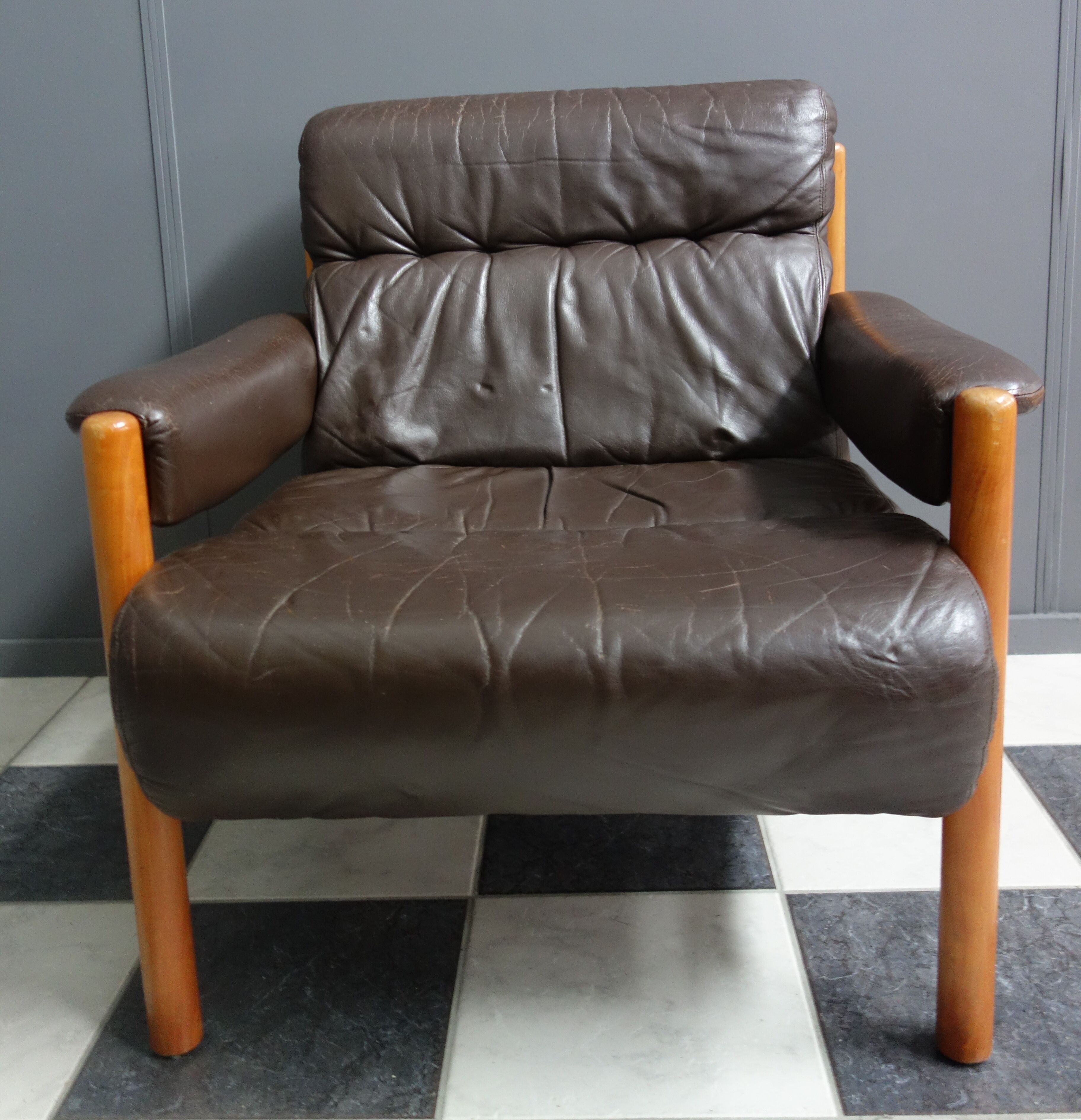 Brown Leather armchair 1970s