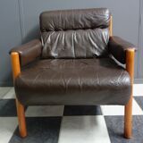 Brown Leather armchair 1970s