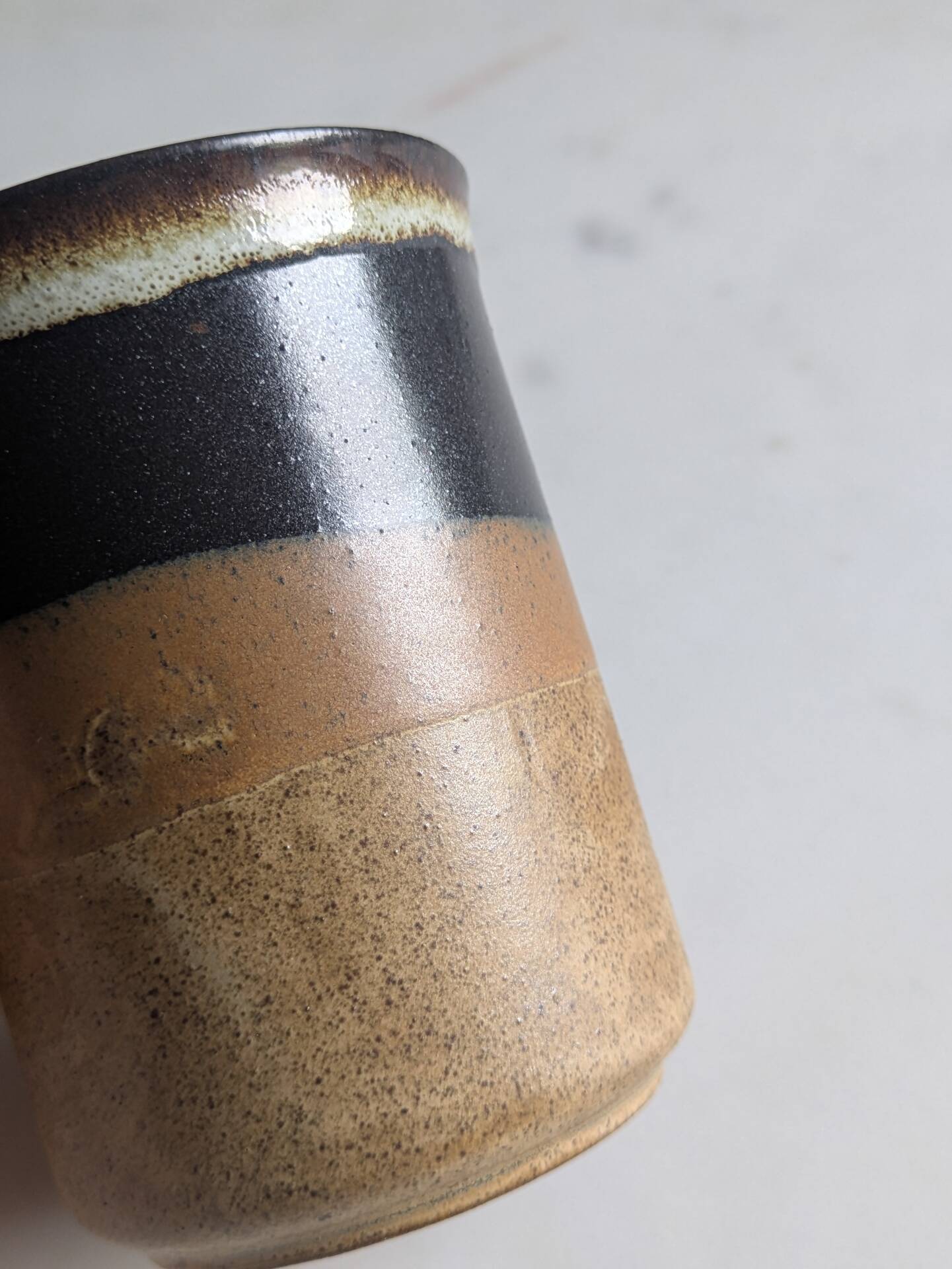 Set of brutalist mugs ''Buchan ceramics Scotland'' from the 1970s.