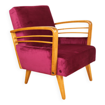 Vintage Art Deco Loft armchair raspberry - 1960s