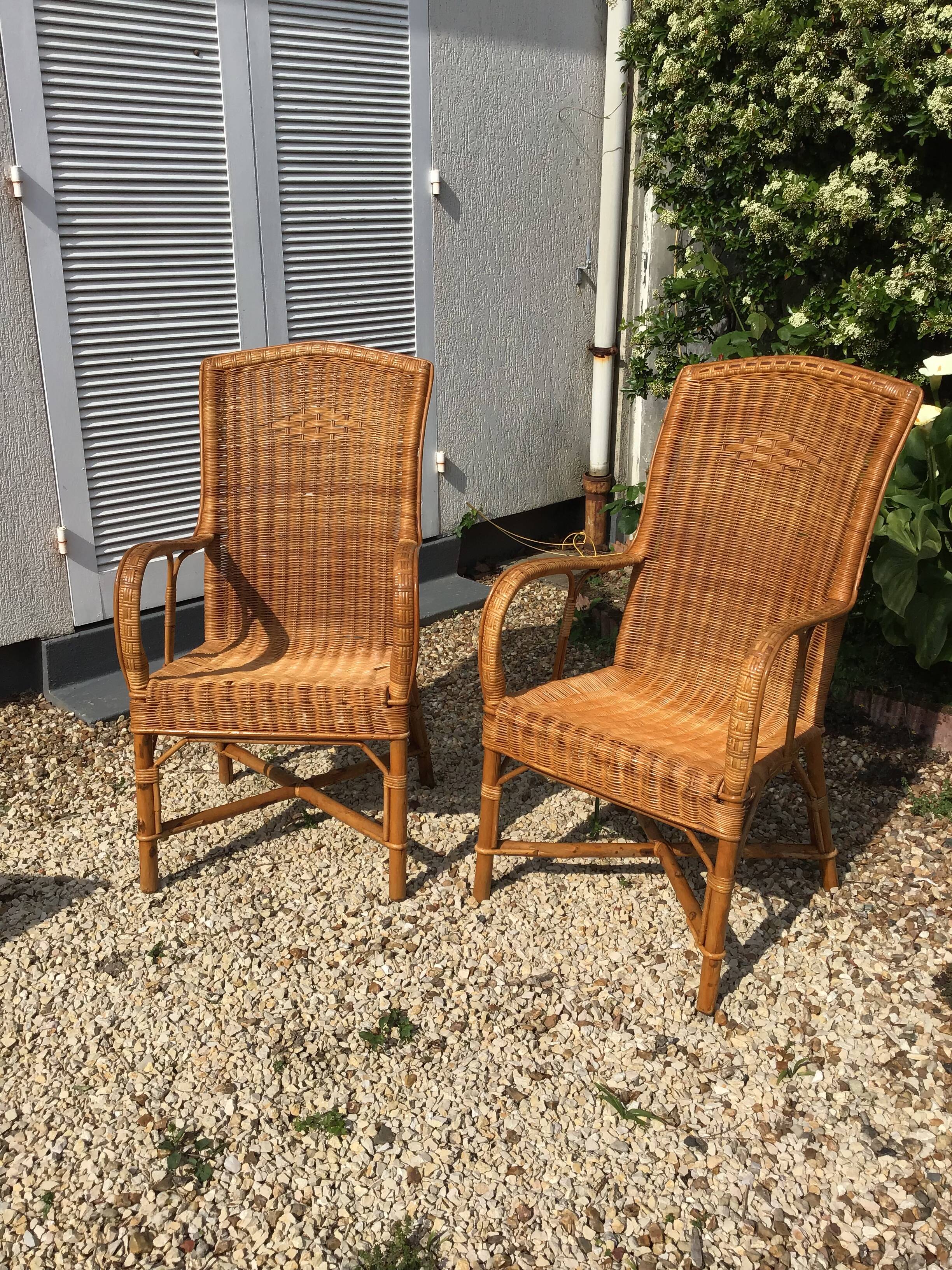 Pair of rattan armchairs