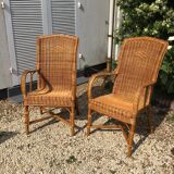 Pair of rattan armchairs