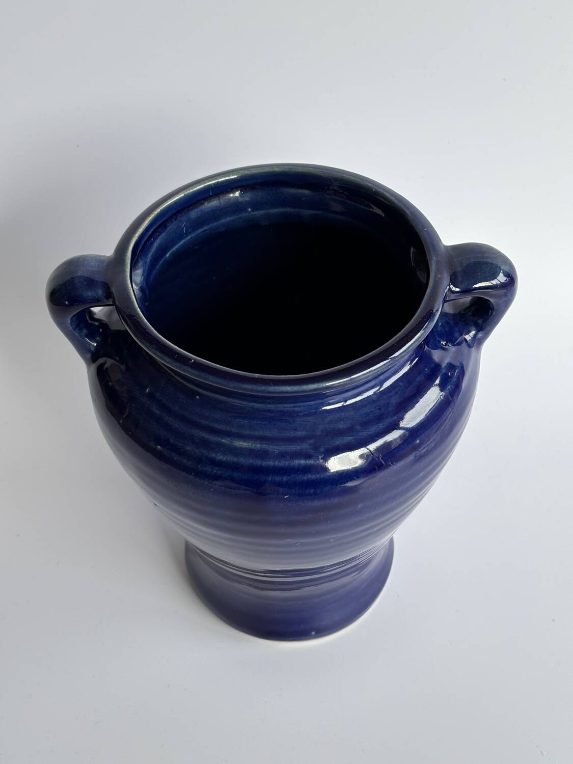 Blue earthenware amphora vase