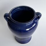 Vase amphore en faïence bleu