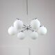 Lustre Vintage en Chrome et Opaline, Italie, années 1970