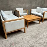 Ensemble canapés fauteuil table basse design 1980