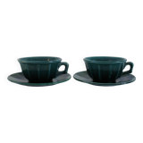 Set of 2 vintage green cups + saucers