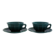 Set of 2 vintage green cups + saucers
