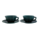 Set of 2 vintage green cups + saucers