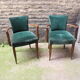 Pair of bridge art deco velvet armchairs