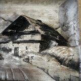 Carved and painted alpine tableau