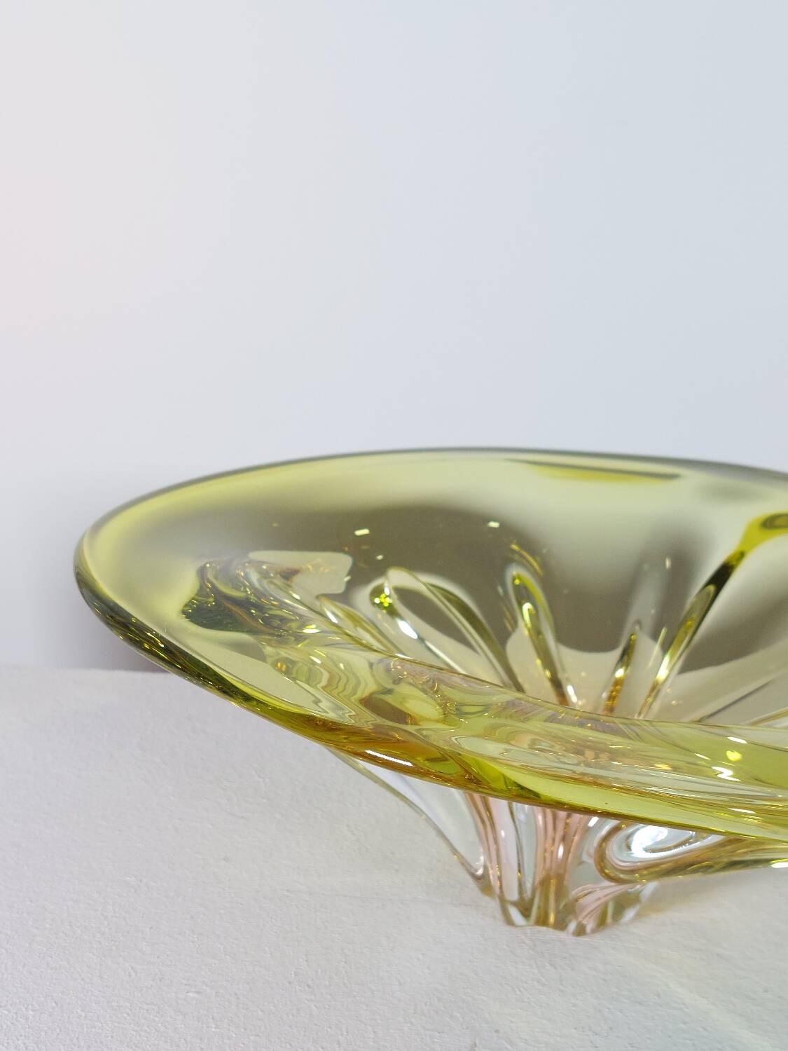 Bol à fruits en verre organique vintage du milieu du siècle Murano