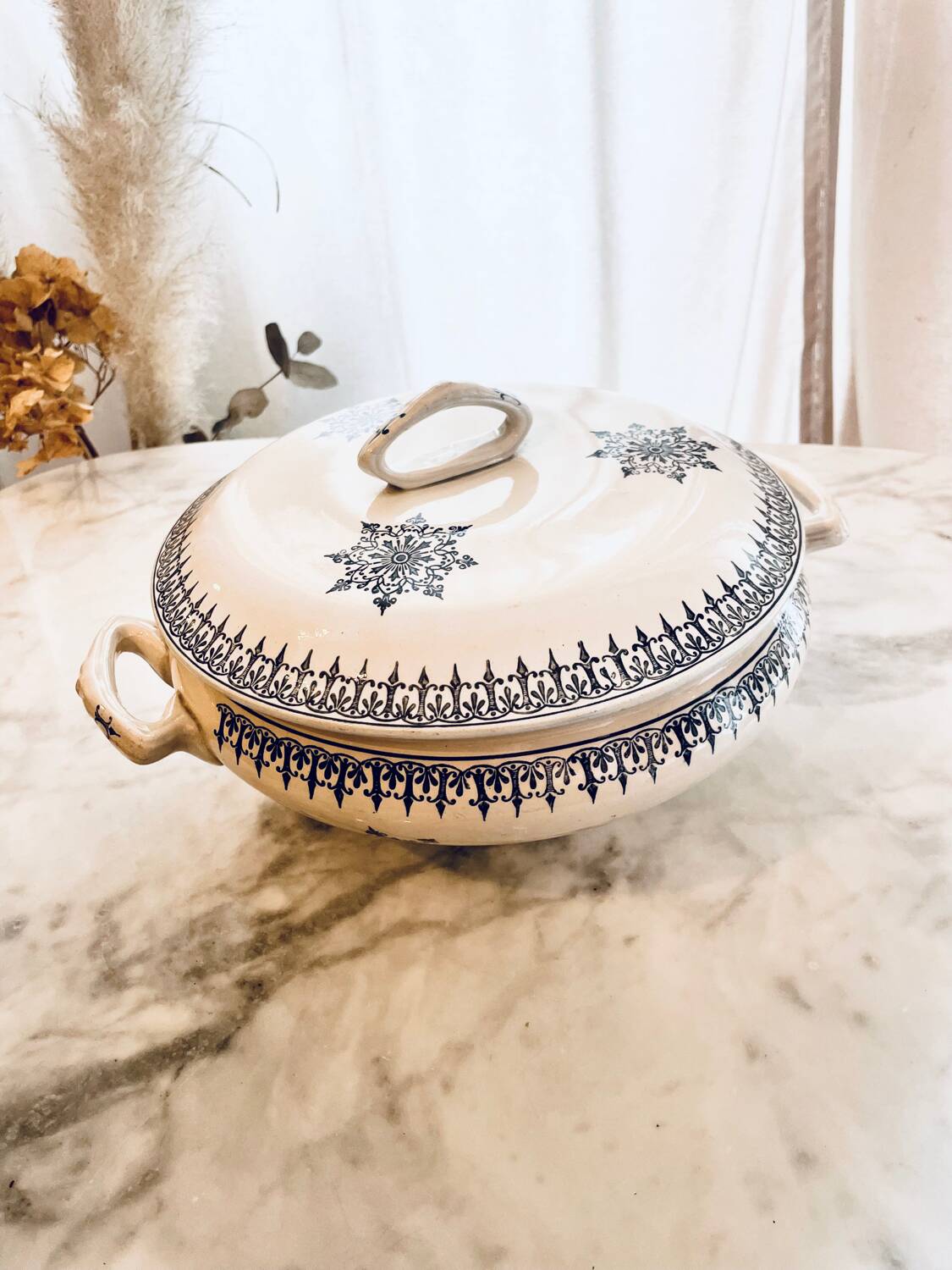 Old Saint Amand ceramic vegetable soup tureen