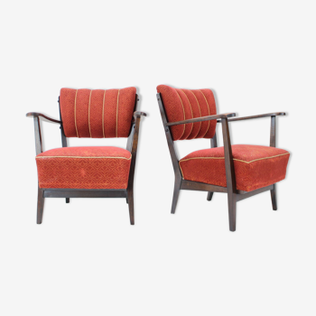 Lot de 2 fauteuils lounge J. Halabala, années 50