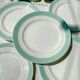 5 small vintage French porcelain plates, white and green, Céranord