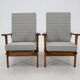1930s Pair of Antonin Heythum Very Rare Armchairs + Stools, Czechoslovakia