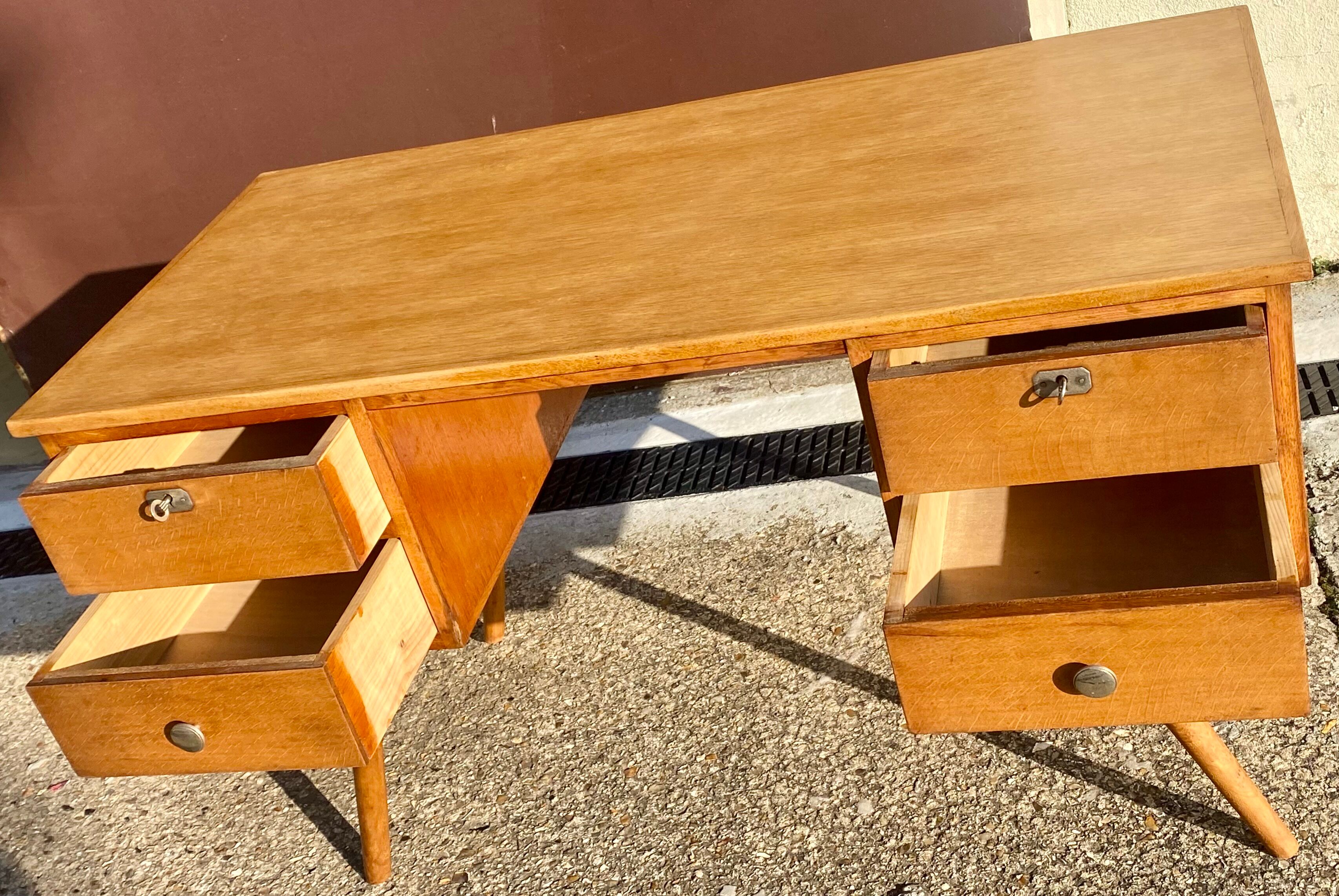 Oak desk 50s compass