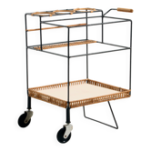 Chariot en métal avec détails en bambou et osier
