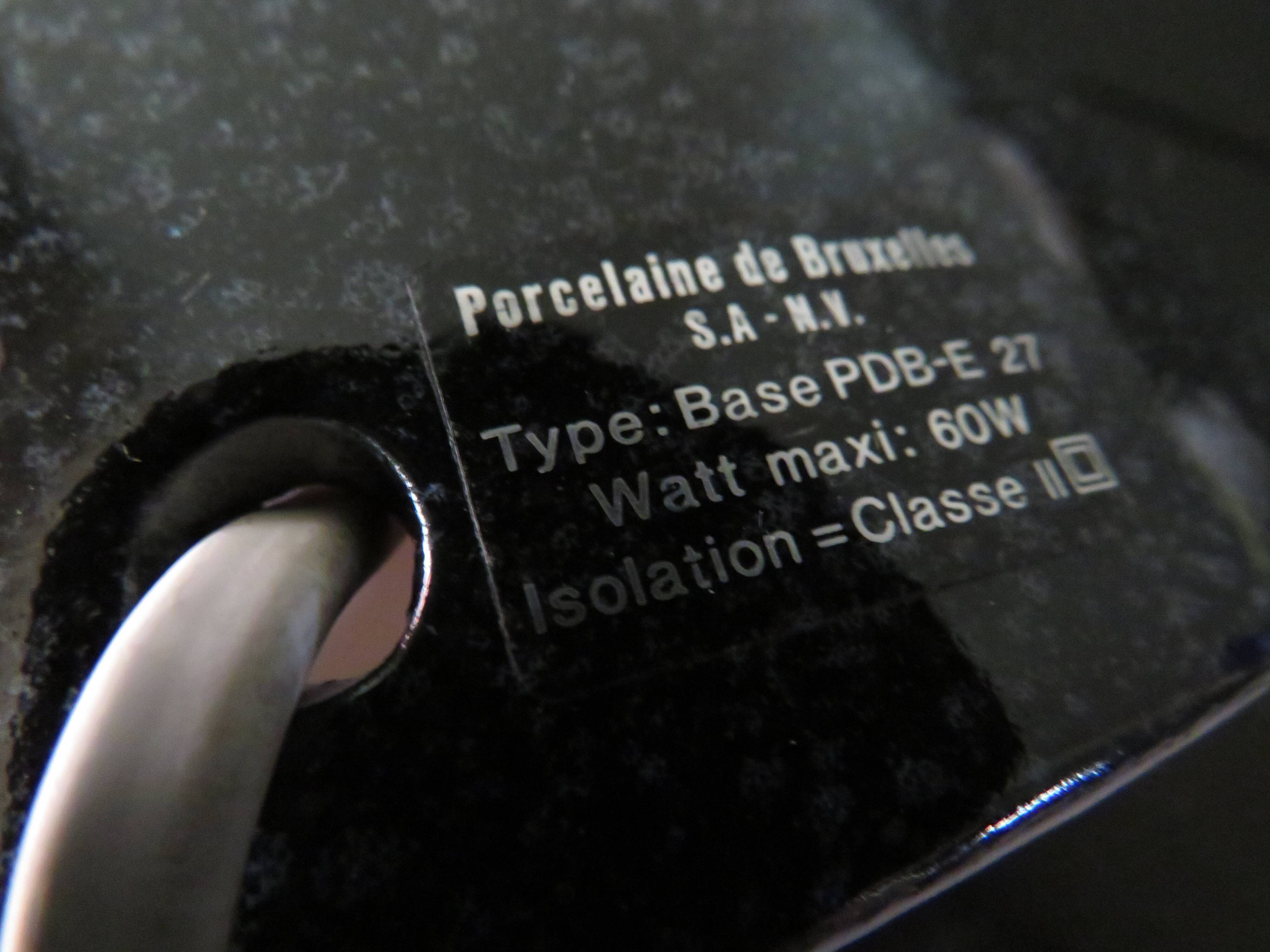 Ceramic lamp stand, Porcelaine de Bruxelles, 1980 Belgium