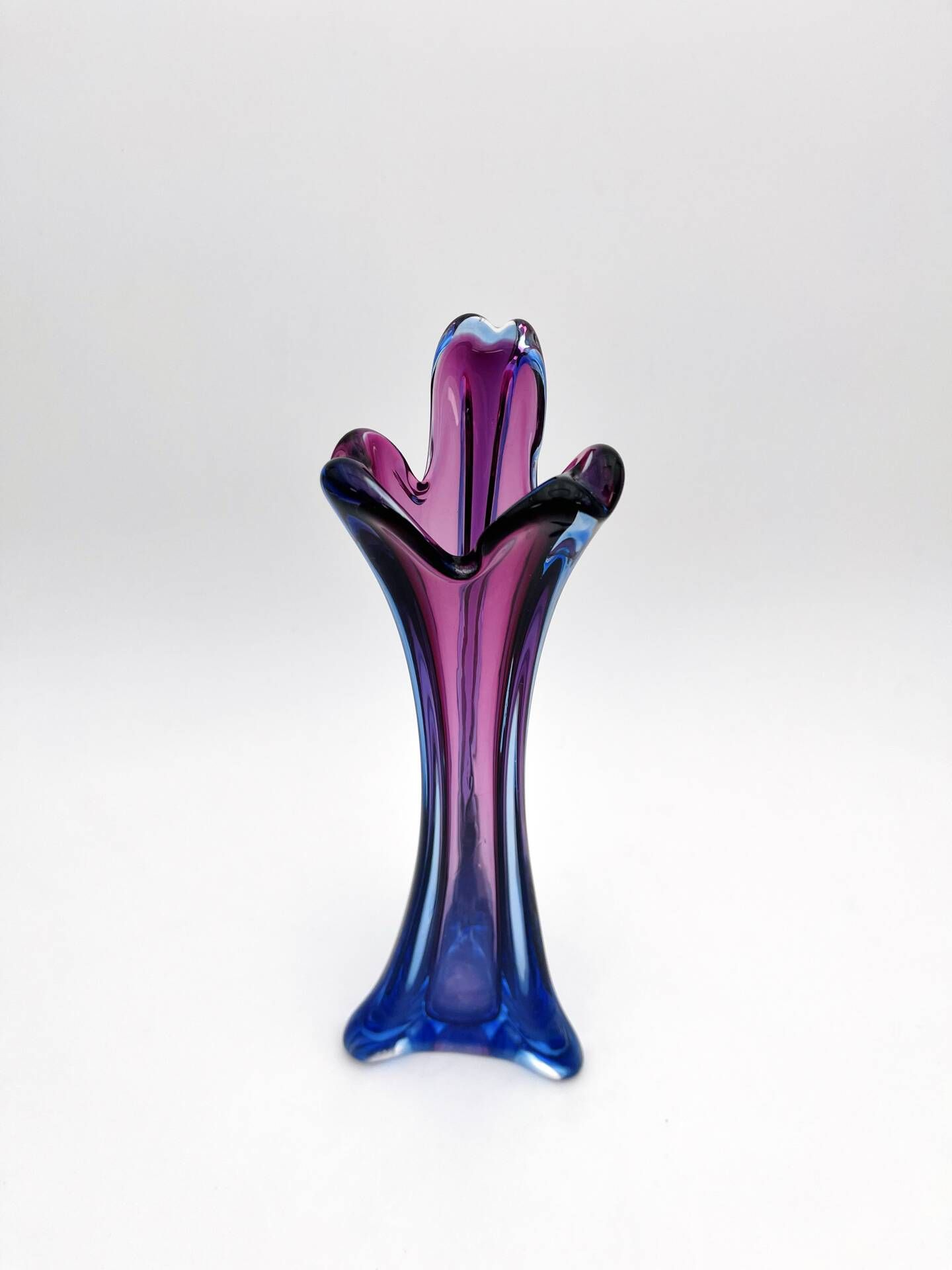 Large Sommerso Vase Murano Violet Blue 34cm