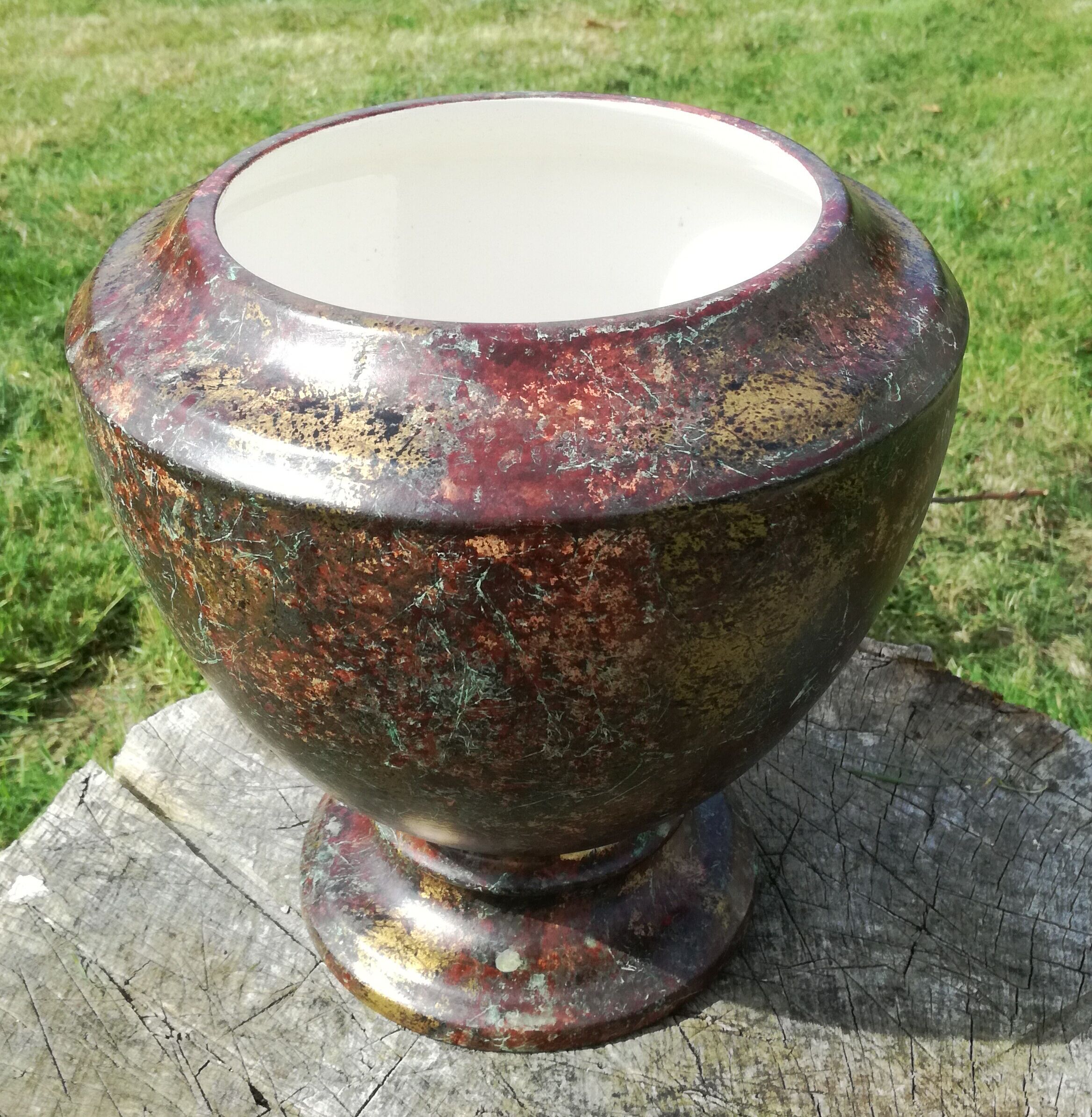 Important vase ceramic has marble effect "chaumette"