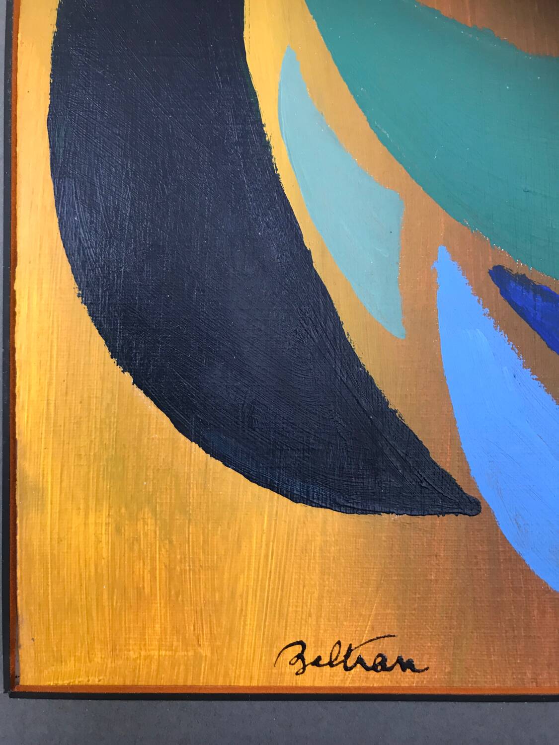 Acrylic painting by Odile TRAMPONT, known as BALTRAN (1942). The Six Moons