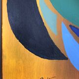 Acrylic painting by Odile TRAMPONT, known as BALTRAN (1942). The Six Moons