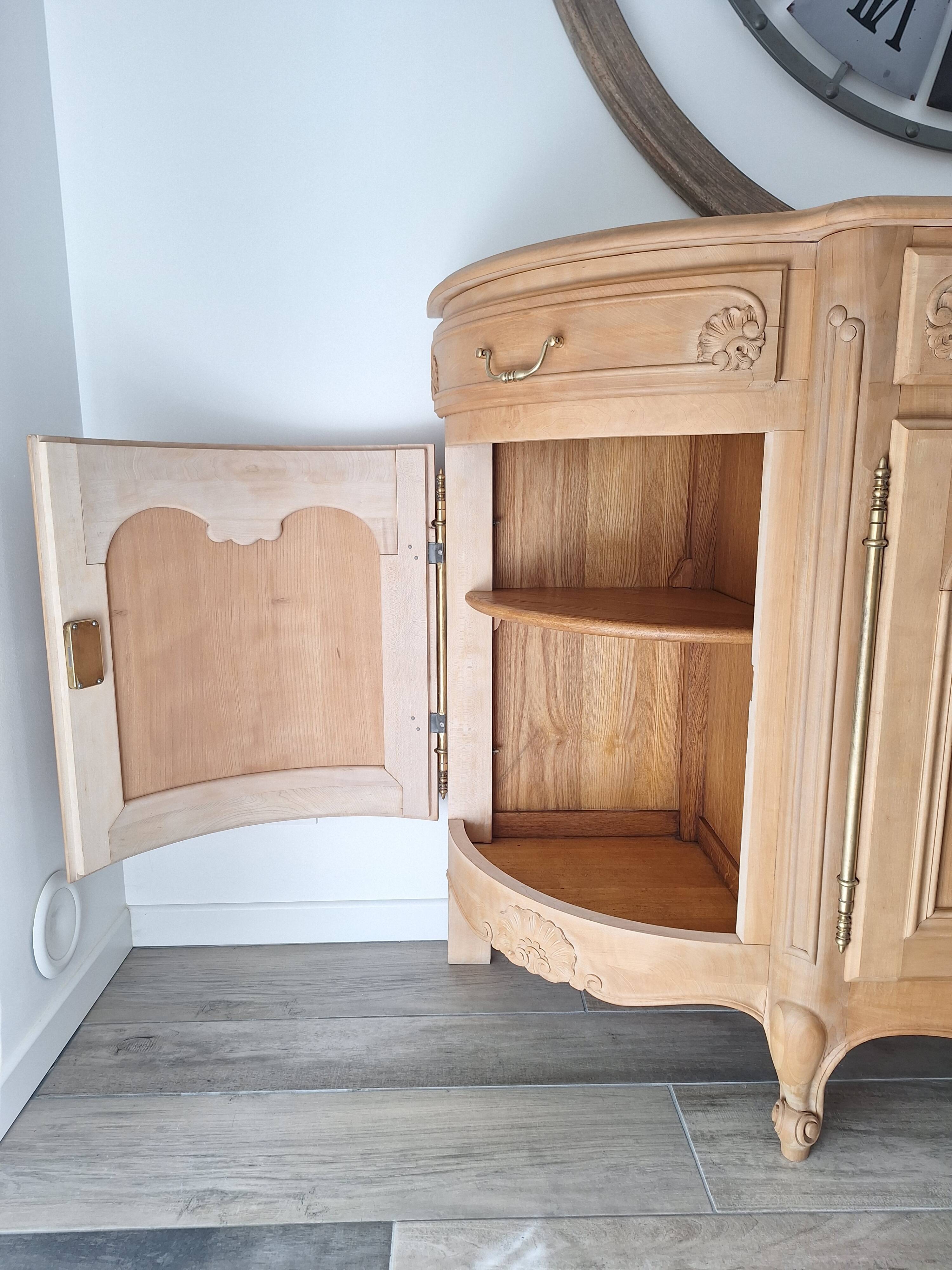 Low buffet in solid cherry wood renovated – Louis XV style – 250 cm
