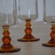 Champagne glasses with amber stems