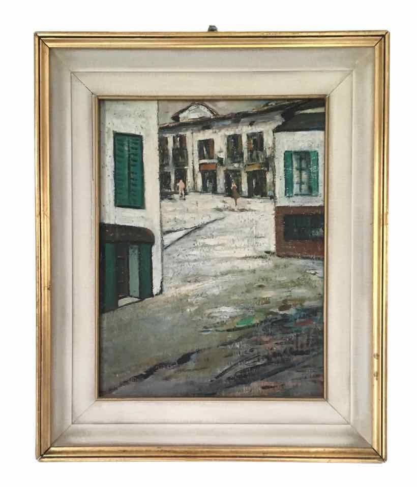 Tableau ancien village italien années 40