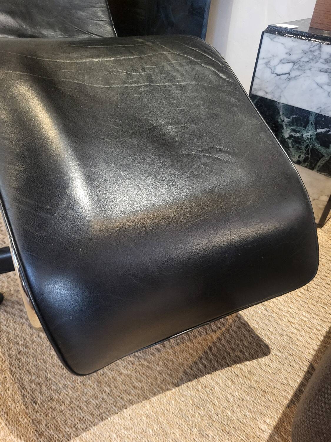 Chaise longue en cuir et acier chromé