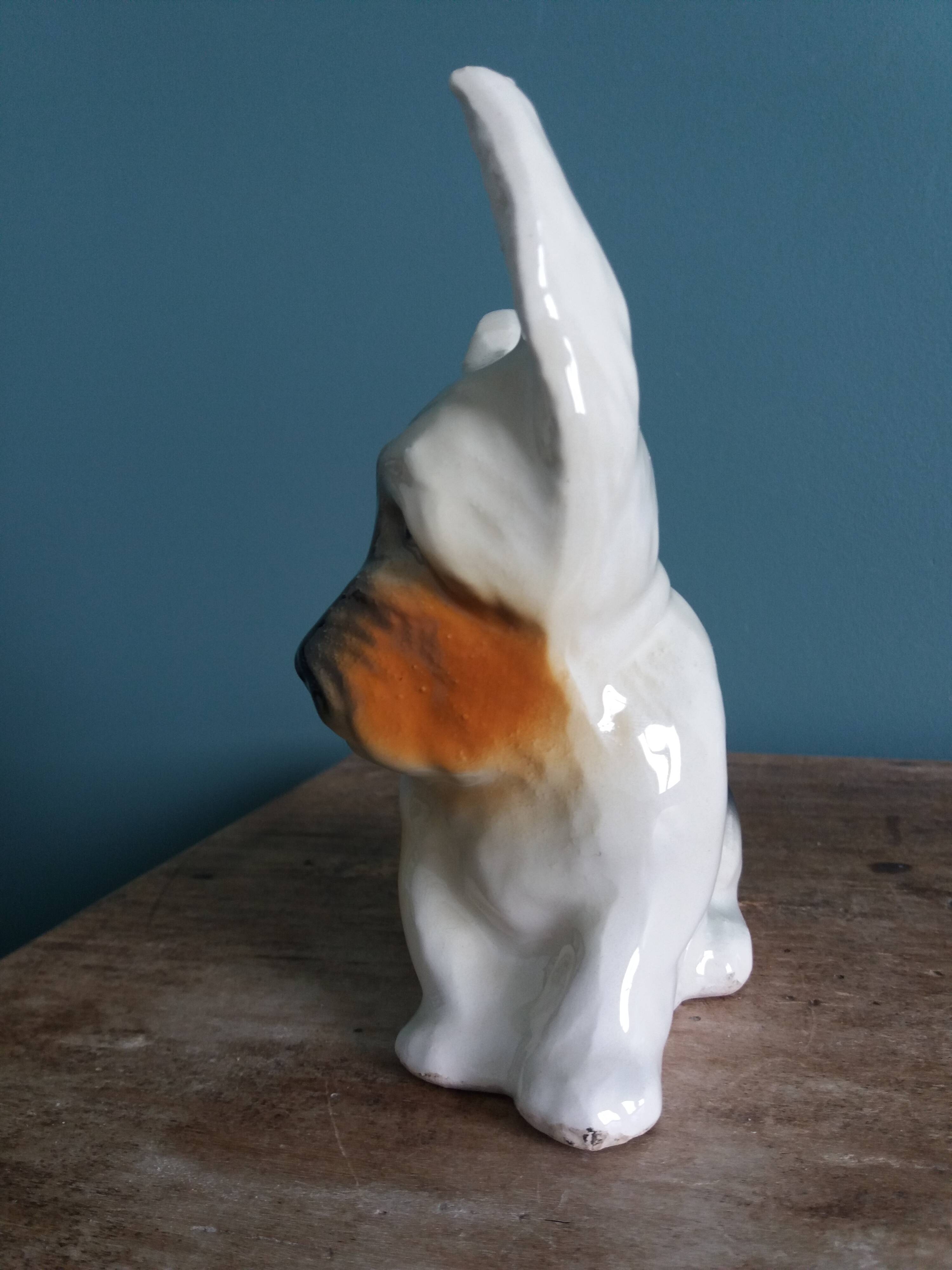 Dog signed Desvres Gabriel Fourmaintraux early 20th century