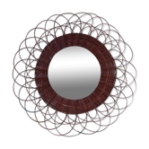 Miroir fleur rotin