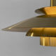 Golden colored aluminum pendant light from Frandsen Lighting. Denmark 1970s