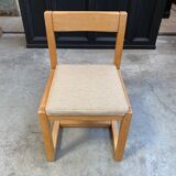 Suite of 6 chairs in solid oak 80s